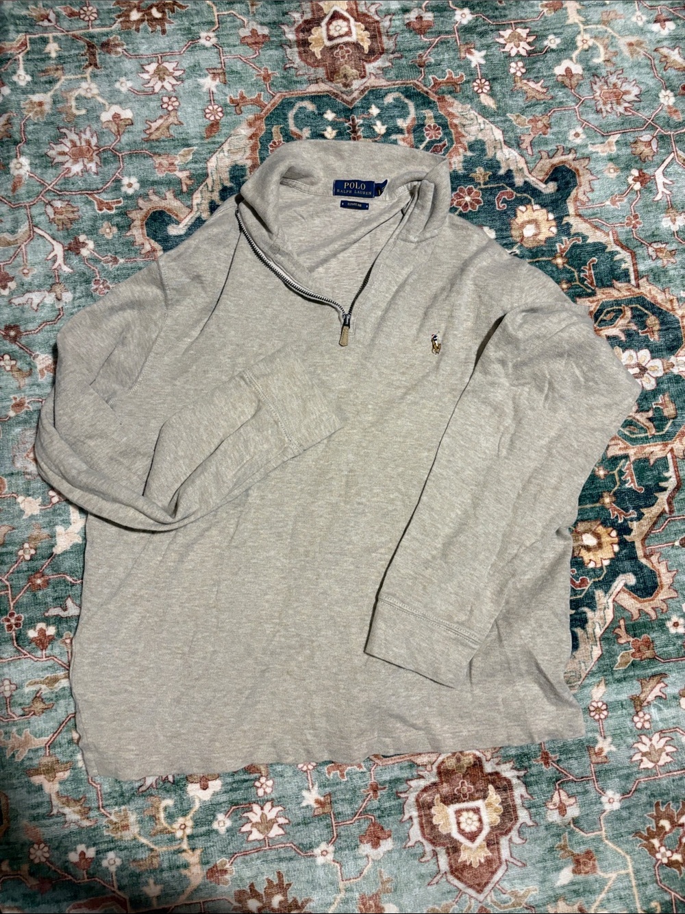 Polo by Ralph Lauren Men's Heather Gray Quarter-Zip Pullover
